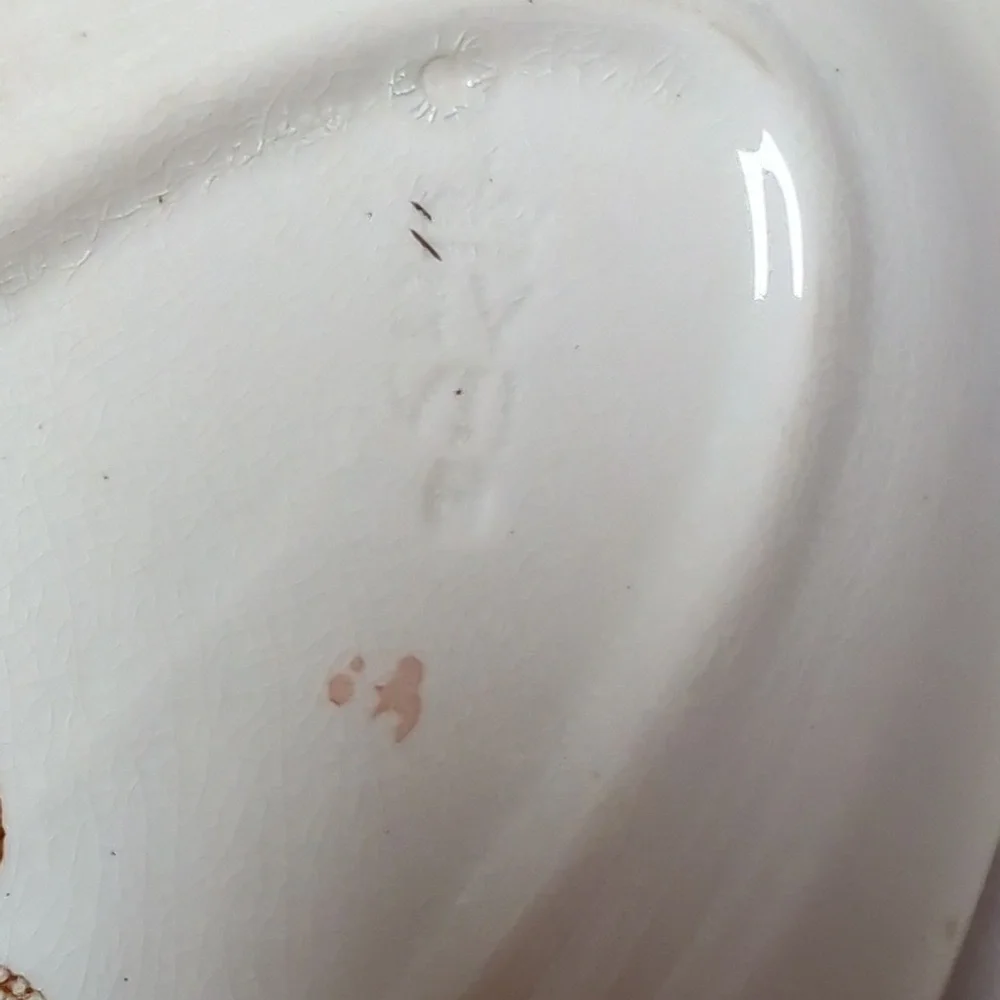 Antique 1890's John Maddox & Sons Porcelain Royal Vitreous Gravy Boat & Plate